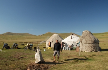 Yurt in Kyrgyzstan, motorbikes, enduro, UTV